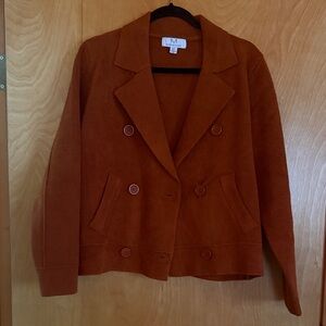 Magaschoni Women's Double-Breasted Rust Pea Coat